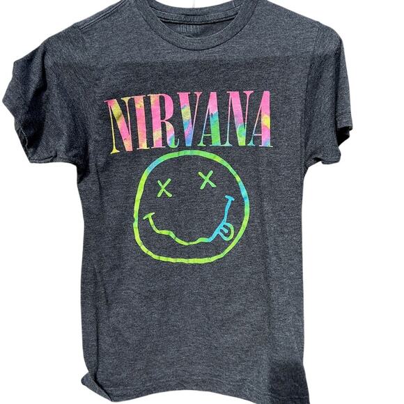 Nirvana gray with tie dye smiley face Size small - Picture 1 of 4